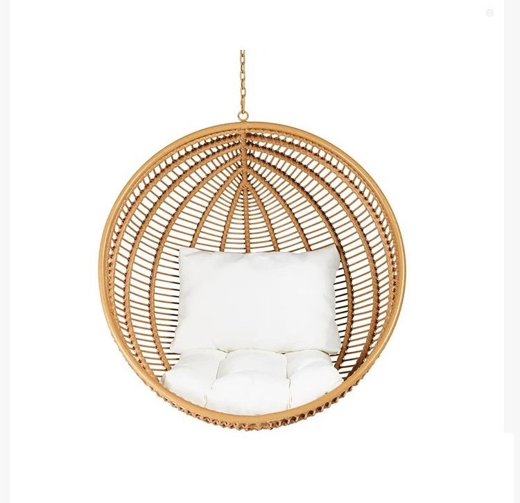 Rattan Net Bird Nest Hanging Basket Chair Outdoor Hanging Swing Basket Rattan Balcony Swing Cradle Home Balcony Bedroom