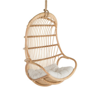 Modern Outdoor Hanging Egg Chair Indoor and Outdoor Courtyard Natural Rattan Swing with Bracket Versatile Furniture