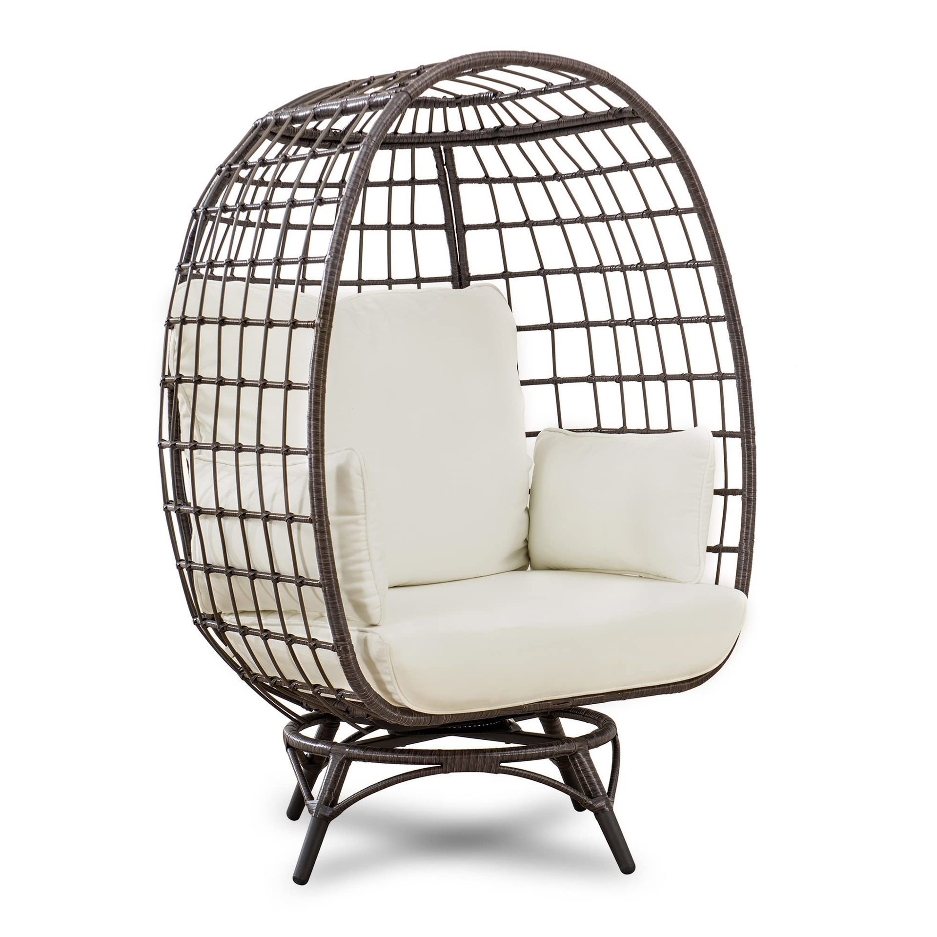 Outdoor rattan swing egg-shaped chair large space thickened soft cushion garden courtyard swing