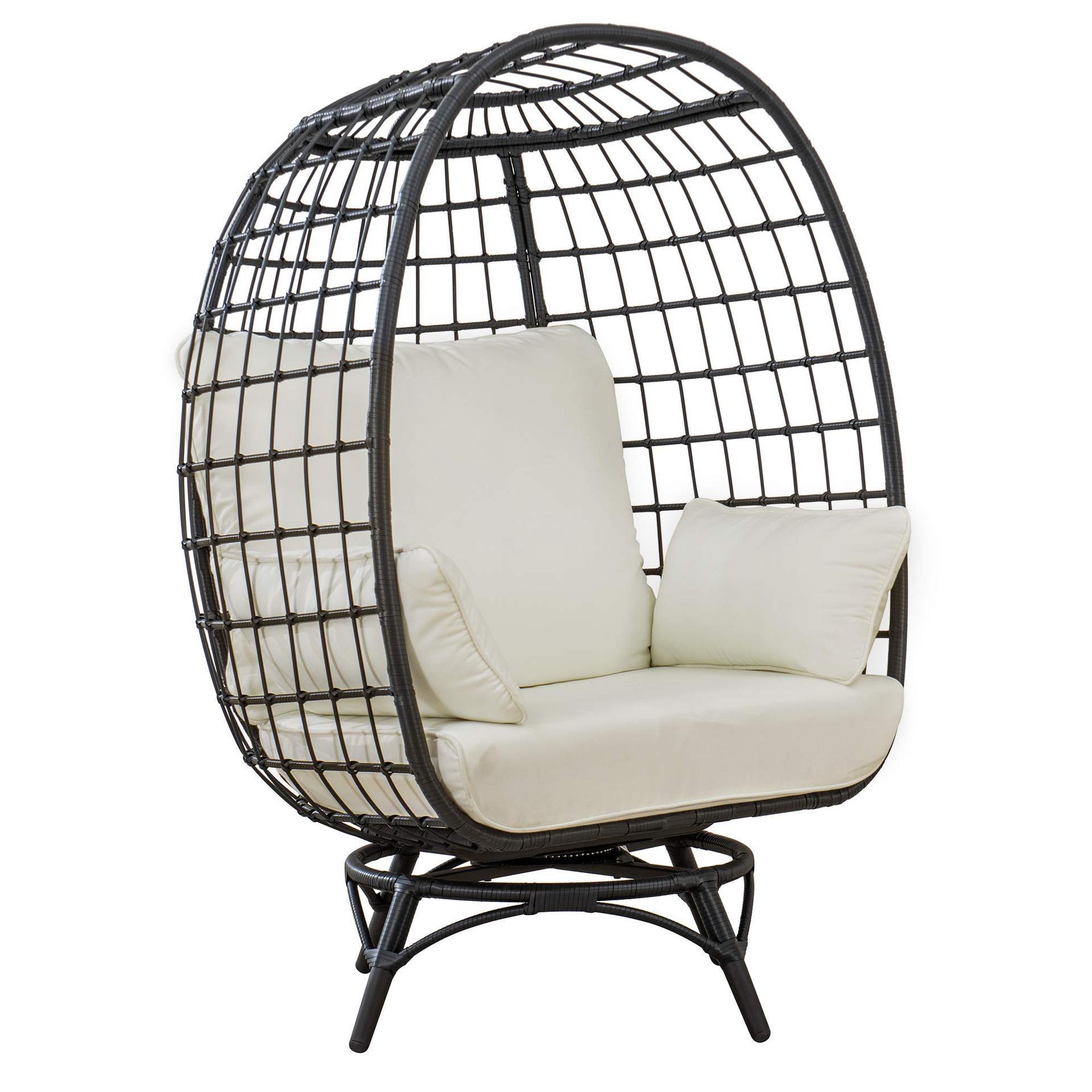 Outdoor rattan swing egg-shaped chair large space thickened soft cushion garden courtyard swing