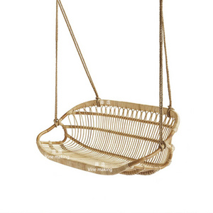 Handmade Nordic Style Rattan Double Swing Hanging Chair Modern Indoor Balcony Hanging Basket Chair for Outdoor Furniture