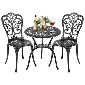 Outdoor Patio Garden Table and Chair Set Vintage Garden Chair 3-Piece Set with 1.97 Inch Umbrella Hole