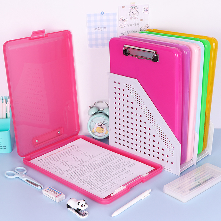 SUNSHING Stationery Plastic Ring Binders Office Filing Folders Files Stationery Box file A4 CLIPBOARD PP Case With Handle