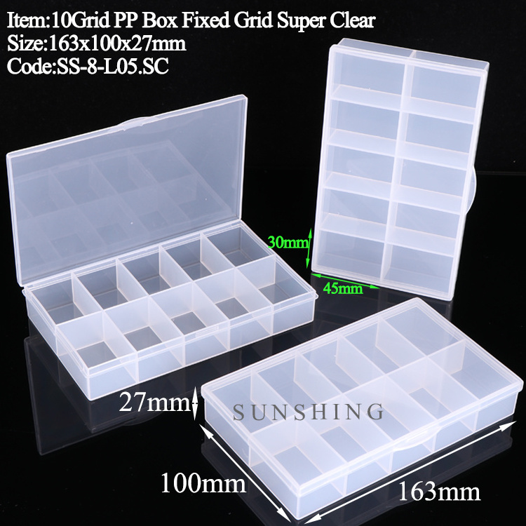 SUNSHING Plastic Plastic Sectioned Box Compartment Parts Storage Box Plastic Storage Box With Dividers Jewelry Earrings Storage