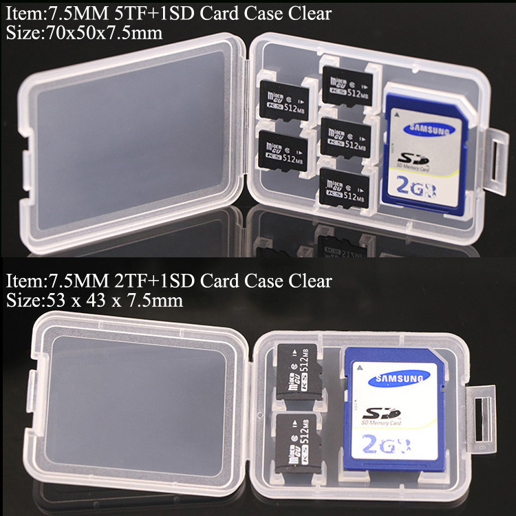 SUNSHING Plastic Multi 4SD Card Case Clear 5 Memory Card Protective Box  CF 4SD Card Case Memory Storage Case For Micro SanDisk