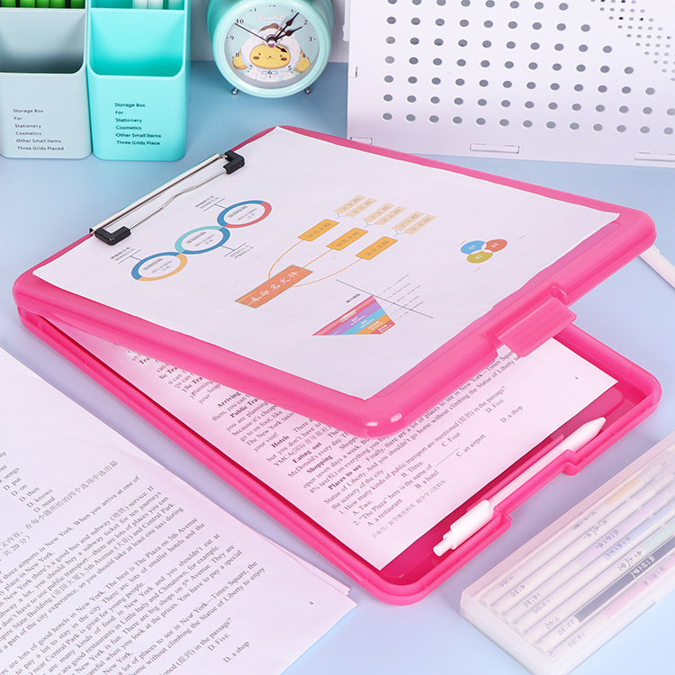 SUNSHING Stationery Plastic Ring Binders Office Filing Folders Files Stationery Box file A4 CLIPBOARD PP Case With Handle