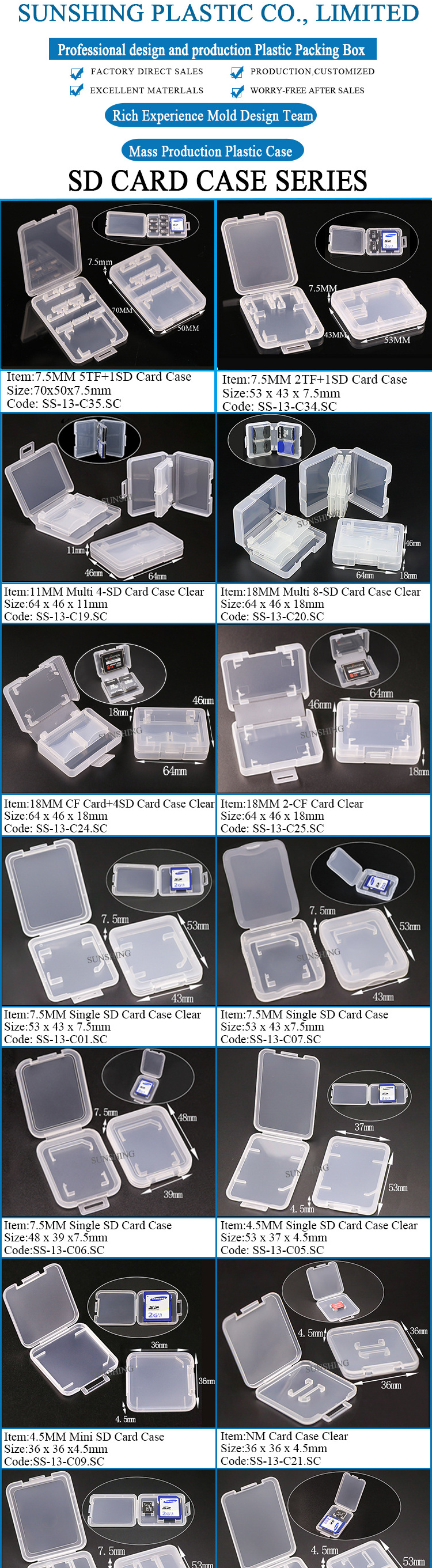 SUNSHING Plastic Multi 4SD Card Case Clear 5 Memory Card Protective Box  CF 4SD Card Case Memory Storage Case For Micro SanDisk