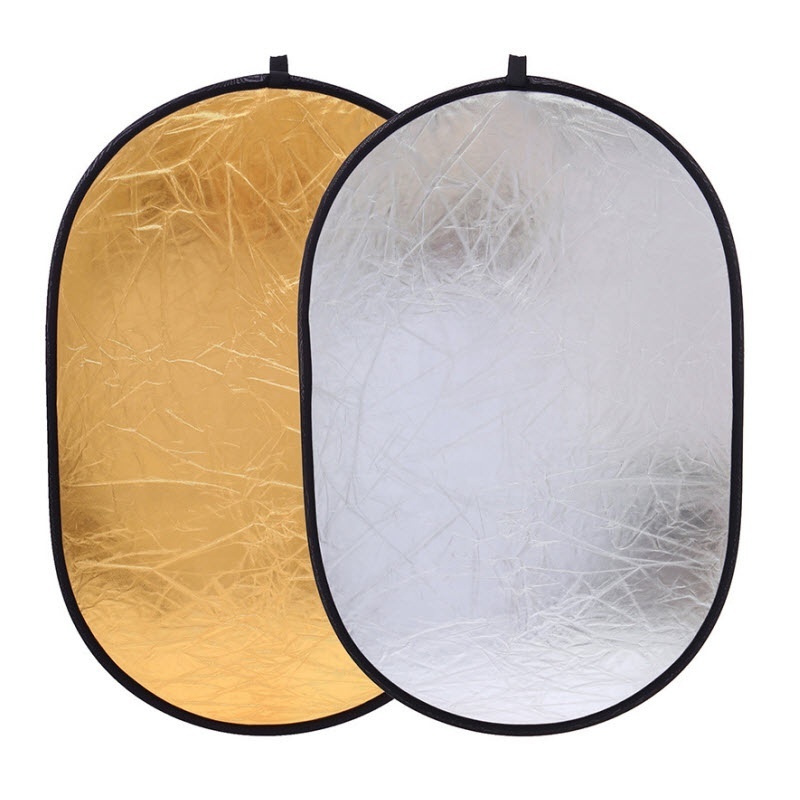 Photo Studio Accessories 2 in 1 Portable Collapsible Oval Light Reflector Board  90x120cm Gold Silver Photo Reflector with Bag