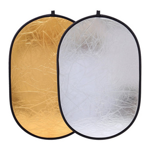 Photo Studio Accessories 2 in 1 Portable Collapsible Oval Light Reflector Board  90x120cm Gold Silver Photo Reflector with Bag