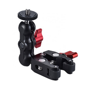 Takenoken Small Super Clamp Crab Jaw and CNC Double Ball Head Mini Articulating Magic Arm Adapter Kit for LED Light DSLR Camera