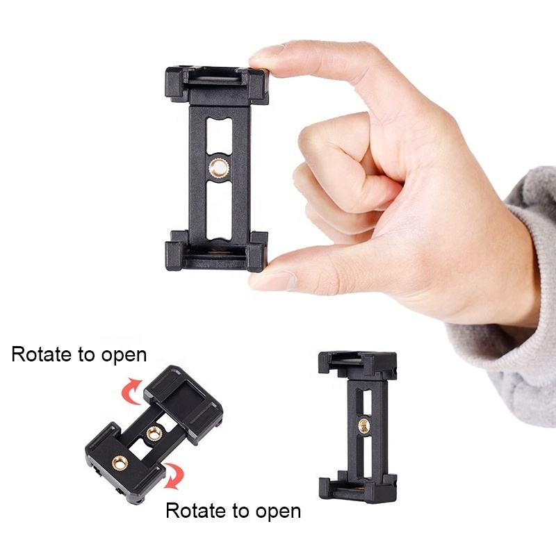 Takenoken Camera Mount Cell Phone Tripod Mount Mobile Phone Retaining Clamp Foldable Mobile Phone Clip Holder with Hot Shoe