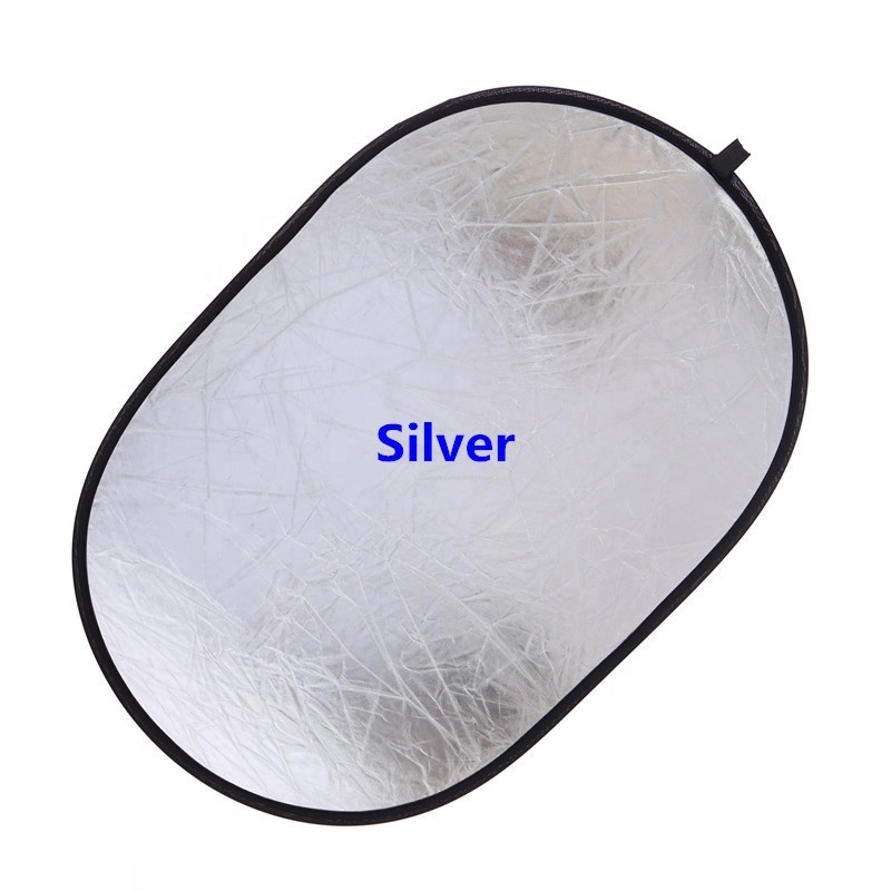 Photo Studio Accessories 2 in 1 Portable Collapsible Oval Light Reflector Board  90x120cm Gold Silver Photo Reflector with Bag