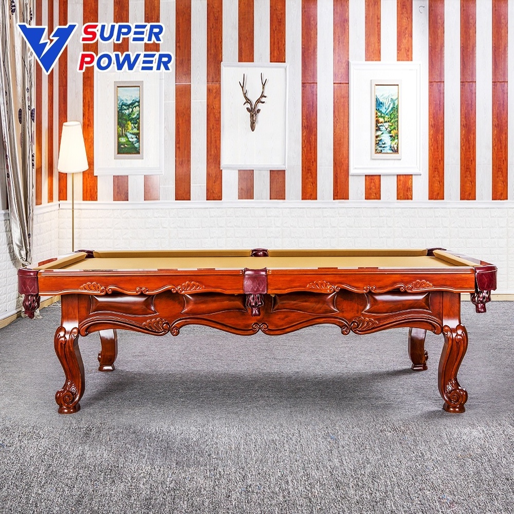 High quality solid wood classic carving billiard table for Russian market