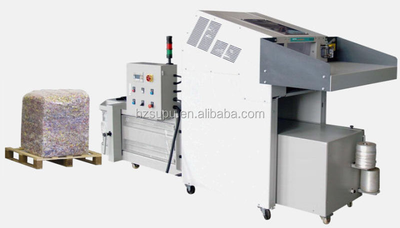 Industrial paper shredder CD Shredder and meta shredder with baler combination