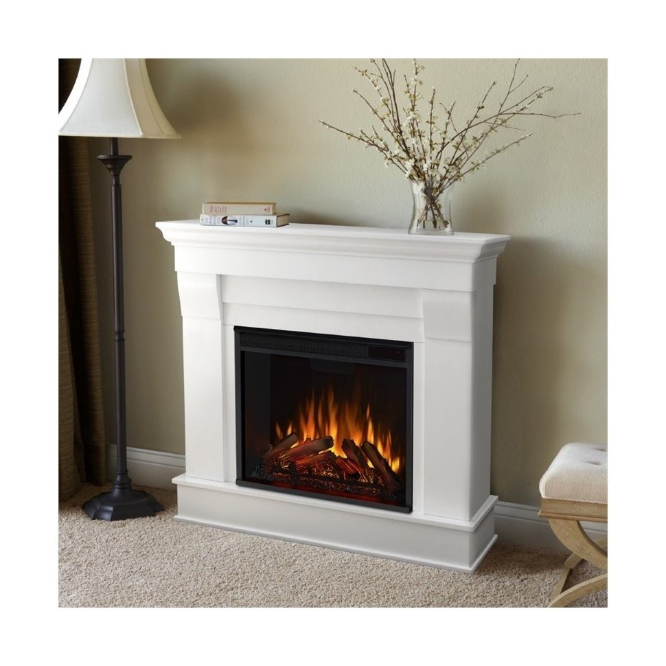 23'' White Wooden Mantel Electric Fireplace Stove Heater Classical Home Decor Remote Control Function Indoor Freestanding