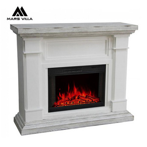 23'' White Wooden Mantel Electric Fireplace Stove Heater Classical Home Decor Remote Control Function Indoor Freestanding