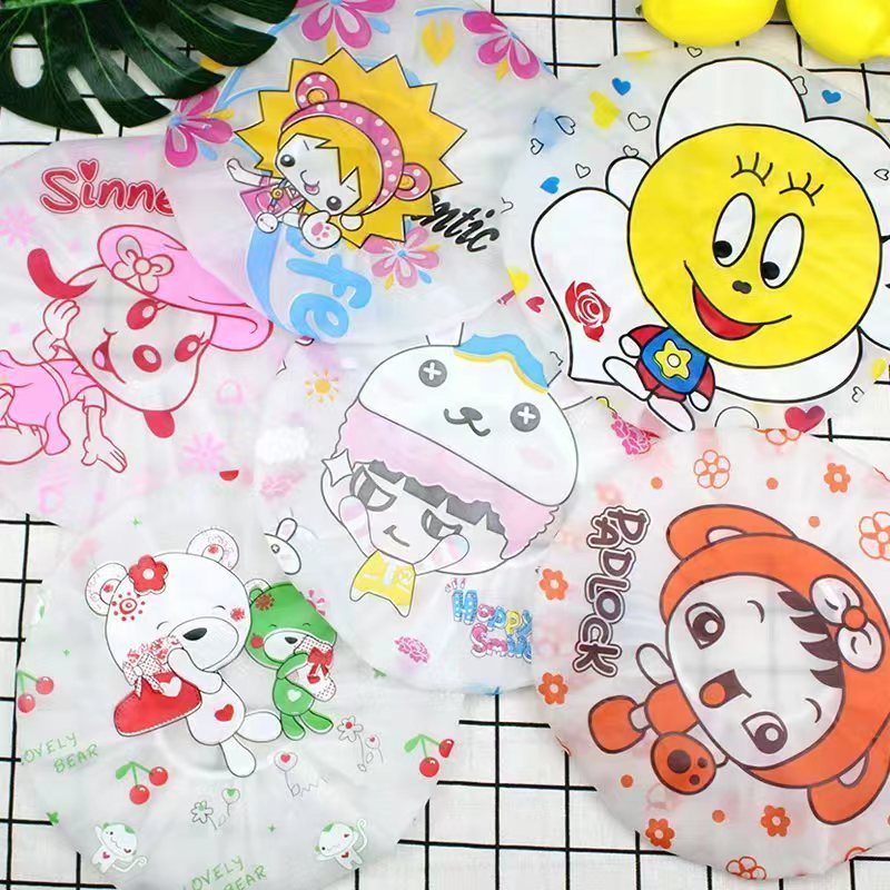 Wholesale Female Shower Cap Interesting Cartoon Pattern Pvc Waterproof And Anti-oil Smoke Shower Cap