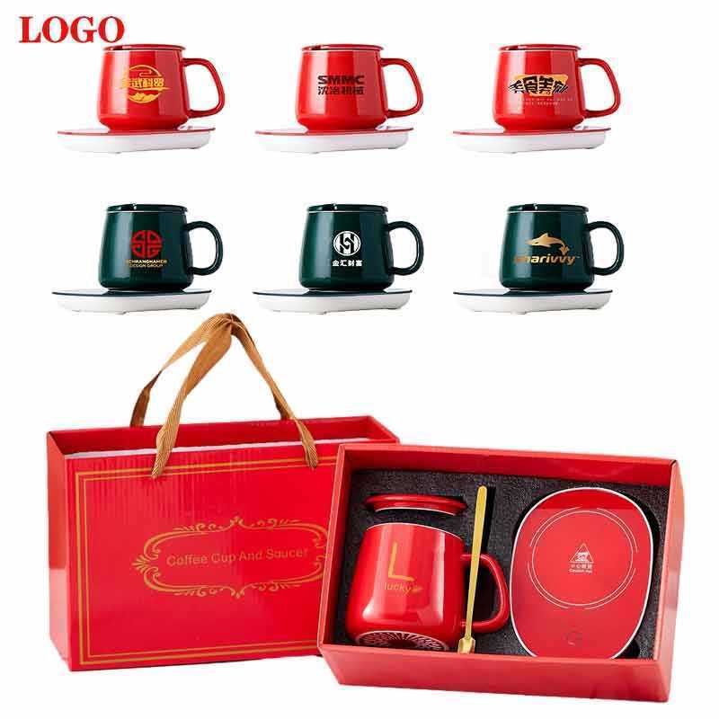 A0165 Christmas Gift Set Temperature Control Intelligent 55 Degree Tea Cup Set Heater Customizable Logo Coffee Mug Warmer