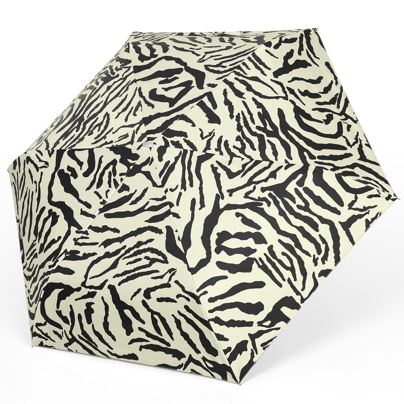 Creative Leopard Zebra-stripe Pattern Rain Sunny Umbrella Manual Four Folding Umbrella With Zipper Bag