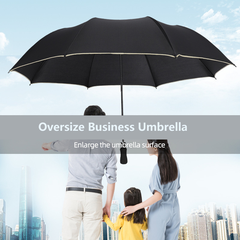 Large Size 2-folding Rainy Long Handle Umbrella Men Gift Automatic Umbrella Oversize Golf Business Umbrella