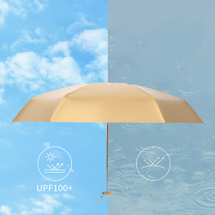 Mini Capsule Umbrella Portable Sun Block Pocket Rain Umbrella Gold Anti UV Vinyl Sunscreen Umbrellas