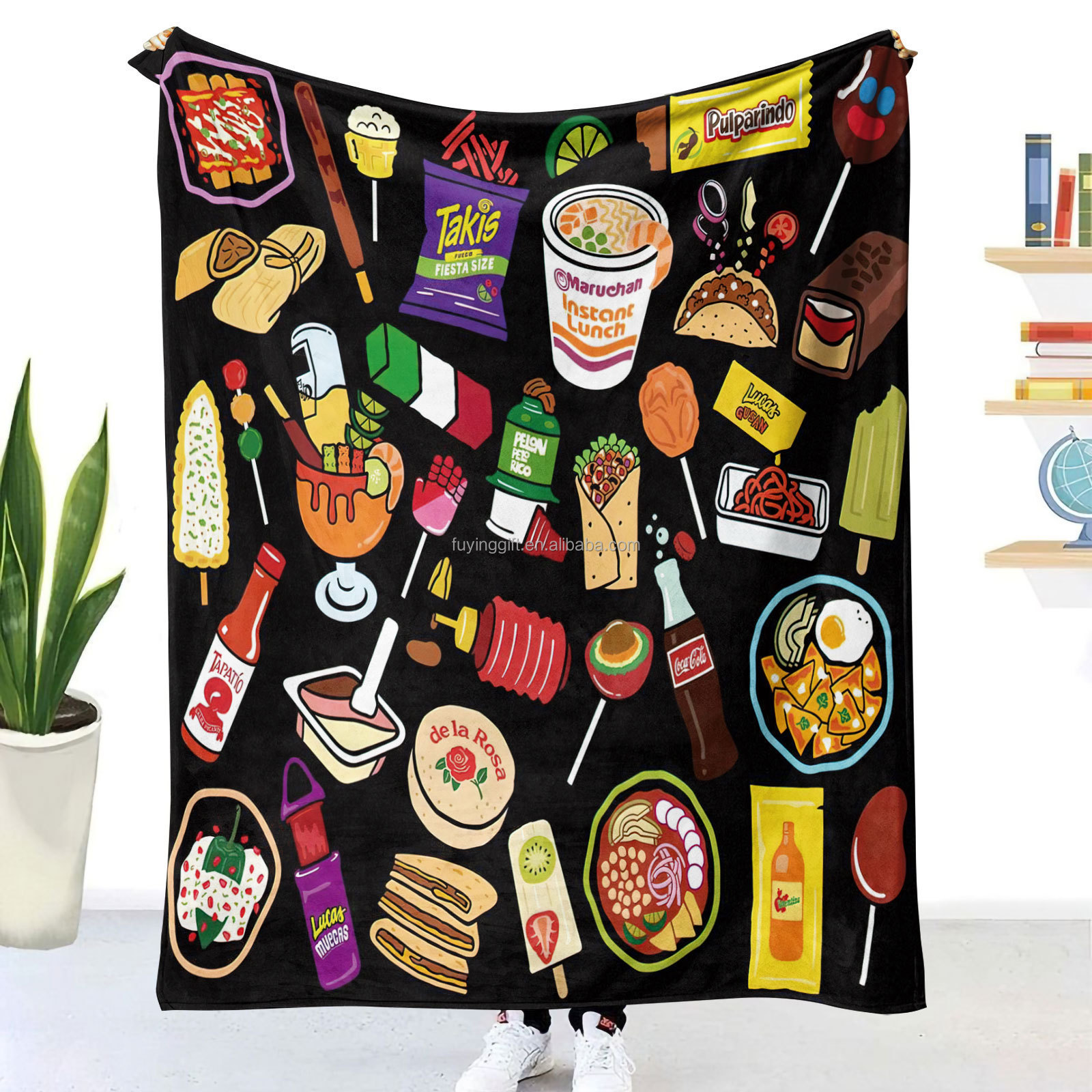 Wholesale New Design Custom Printed Flannel Throw Blanket Mexican Sweet Bread Soft Throw Blanket