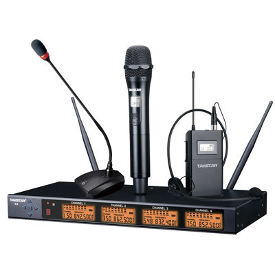 TAKSTAR X4 UHF Wireless Microphone System 4 Channel Karaoke Dynamic Cordless Mic Set with Four Mics conference microphone