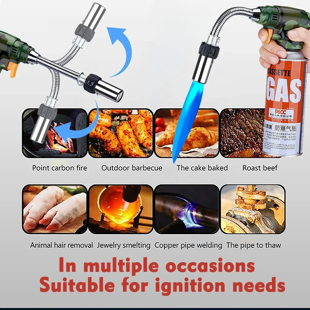 Portable Metal Flame Gun BBQ Heating Ignition Butane Camping Welding Gas Torch