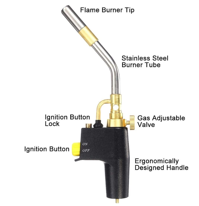 TS8000 Bernzomatic Style Blow Torch Kit Brazing Soldering Mapp Gas Map Stainless Steel TS8000 Welding Torch