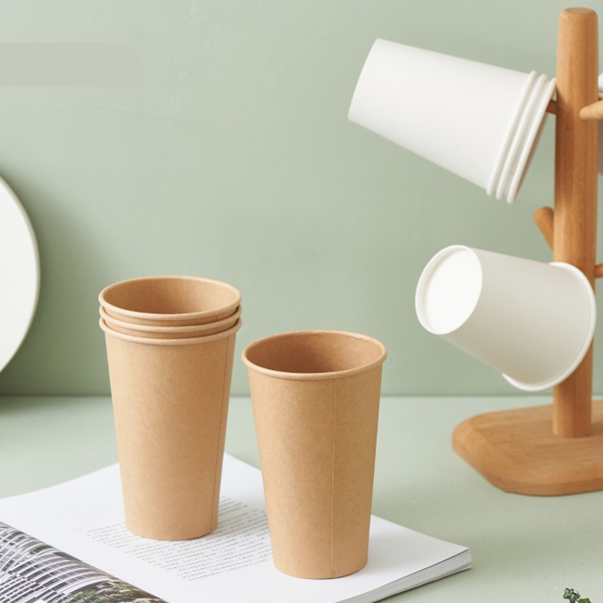 8/12/16 oz eco friendly disposable white/brown paper coffee cup hot/cold single/double/ripple wall craft paper cups with lid