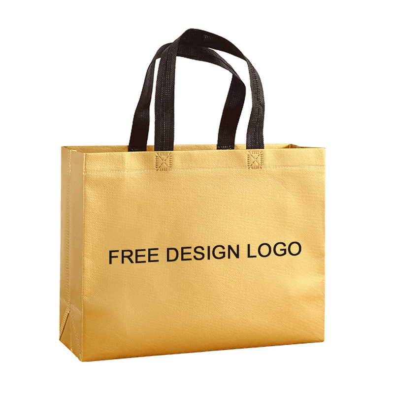 Wholesale Price Custom Printed gold metallic Recycle Reusable PP Laminated Non Woven Tote Shopping Bags Non Woven Shopping Bag