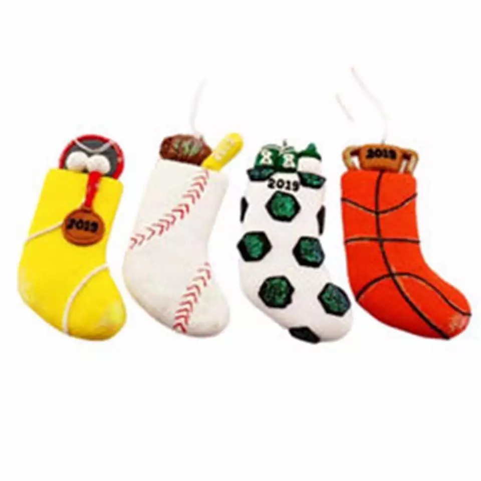 Cheap Cute Mini Christmas Stockings Plaid Hanging Tree Ornament Polymer Clay Decorations