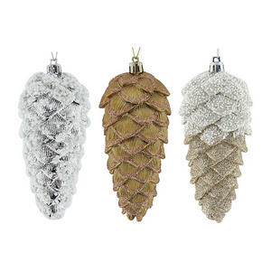 Mini Pine Cones Christmas Snow Hanging Pine Cones Natural Ornament 6cm Pine Cones Pendant with String Tag Party Decoration