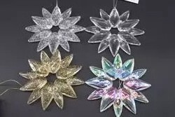 Christmas Tree Decoration Artificial Dodecagonal SnowflakeTransparent Clear Iridescent Acrylic Christmas Snowflake Ornaments