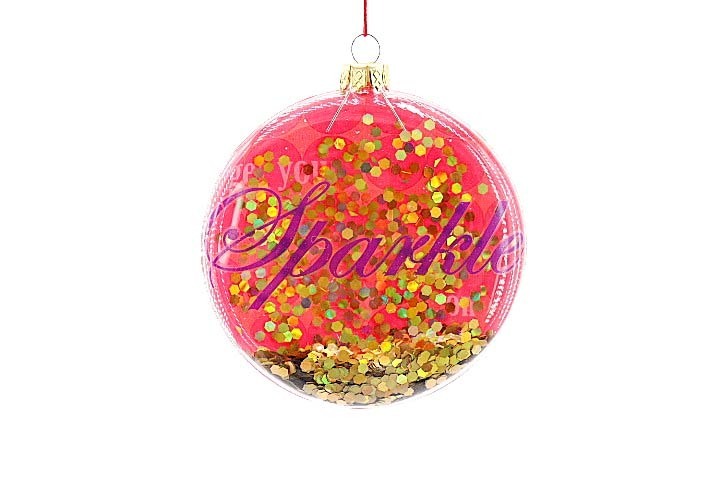 Happy New Year Christmas Tree Hanging Ornament Personalized Transparent Glitter Powder Glass Ball Disc Home Crafts 'Bauble'