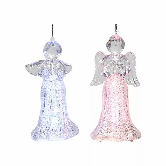 2022 Transparent Glowing Angel Series Battery Supply Acrylic Praying Angel For Indoor Christmas Pendant