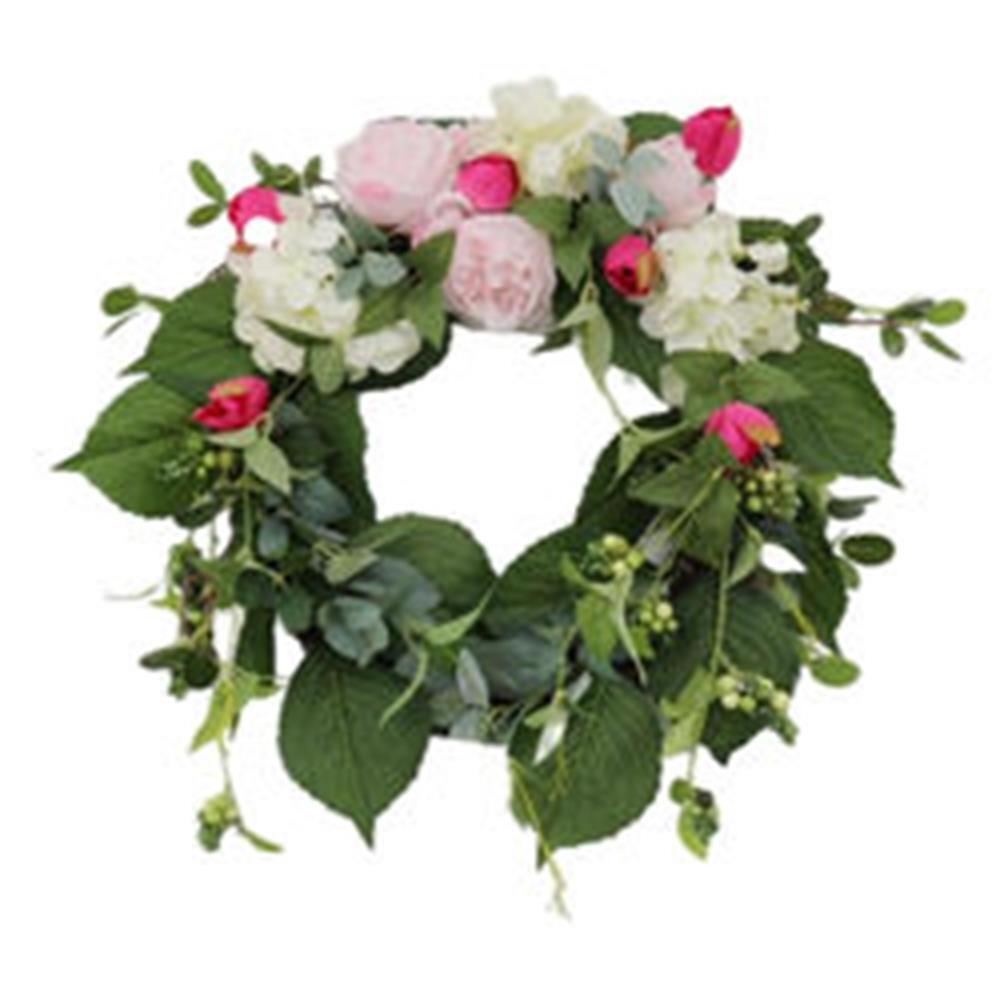 Pink Peony Flower Wreath For Front Door Artificial Handmade Floral Wreath Spring Summer Garland Door Wall Wedding Party