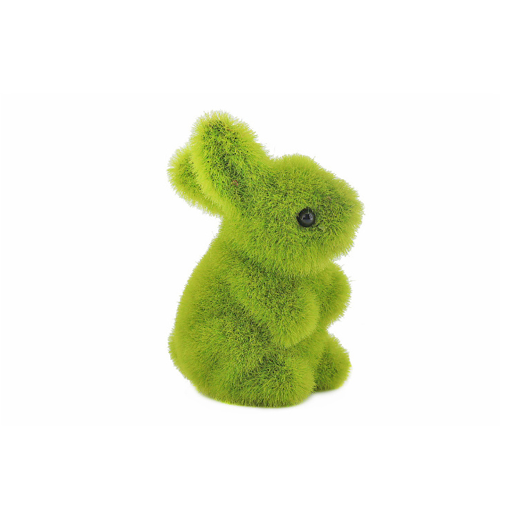 New Arrival Lovely Flocked Rabbit Easter Decoration Spring Easter Bunny in Straw Green for Parties for Easter Celebrations