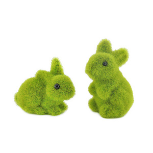 New Arrival Lovely Flocked Rabbit Easter Decoration Spring Easter Bunny in Straw Green for Parties for Easter Celebrations