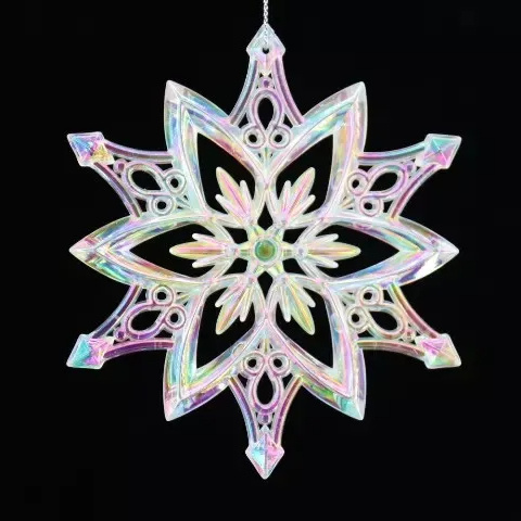 Handmade Plastic Gold Glitter Snowflake Ornaments Christmas Tree Pendant for Festive Season DIY Home Decorations