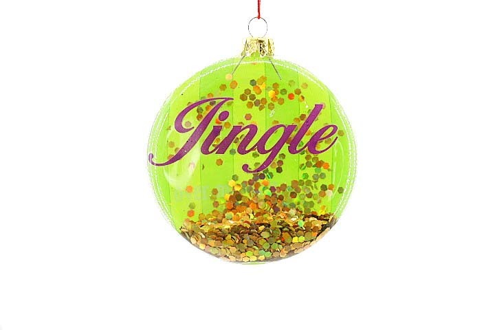 Happy New Year Christmas Tree Hanging Ornament Personalized Transparent Glitter Powder Glass Ball Disc Home Crafts 'Bauble'