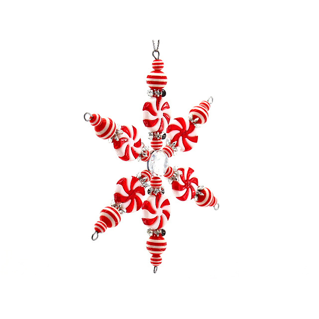 Red White Candy Snowflake Hanging Garland Christmas Winter Party Decoration Elegant Christmas Hanging Snowflake Decorations