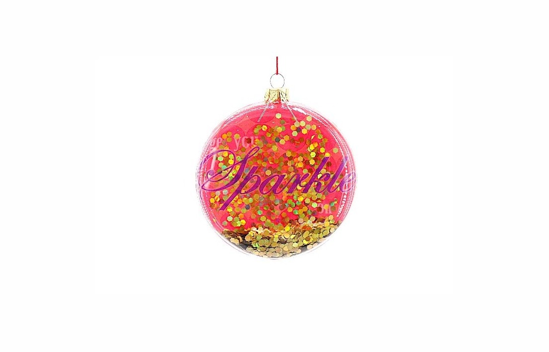 Happy New Year Christmas Tree Hanging Ornament Personalized Transparent Glitter Powder Glass Ball Disc Home Crafts 'Bauble'