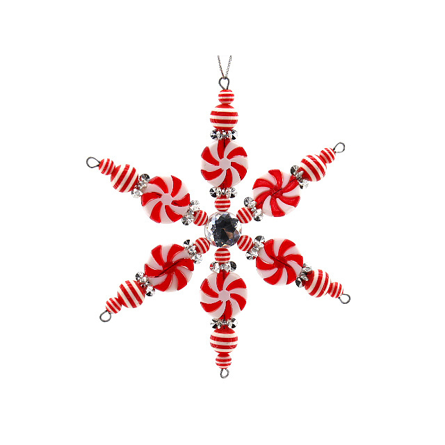 Red White Candy Snowflake Hanging Garland Christmas Winter Party Decoration Elegant Christmas Hanging Snowflake Decorations