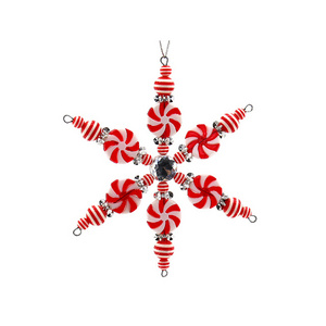 Red White Candy Snowflake Hanging Garland Christmas Winter Party Decoration Elegant Christmas Hanging Snowflake Decorations