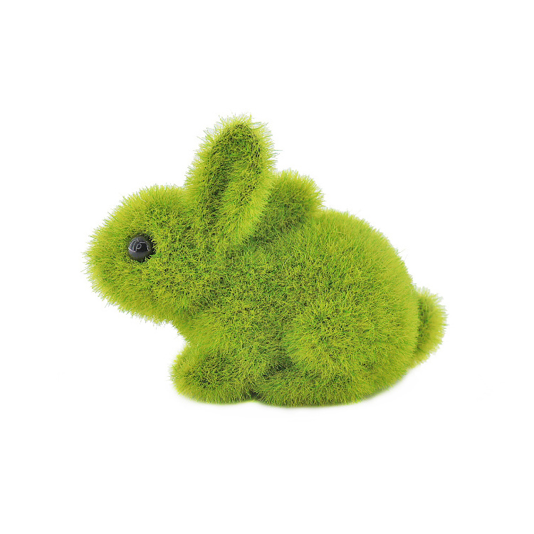 New Arrival Lovely Flocked Rabbit Easter Decoration Spring Easter Bunny in Straw Green for Parties for Easter Celebrations