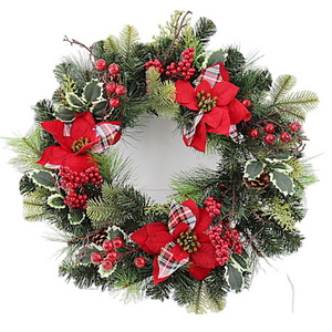 24"Artificial Green Rattan Real Pine Cone Christmas Decoration Garland,Flowers Wreaths Door Decoration Wholesale Supplies