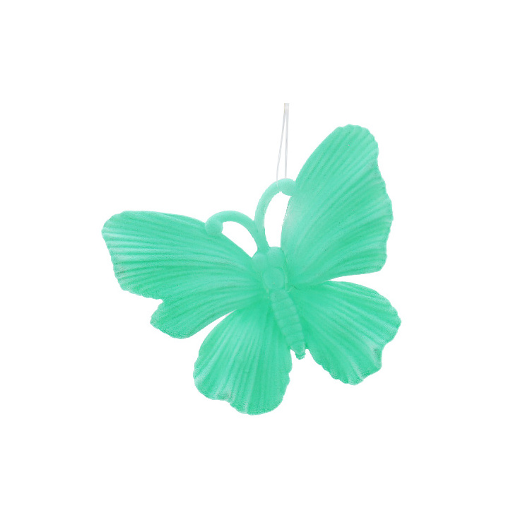 Factory Price Christmas Tree Decoration Green Black Flocking Butterfly Hanging Plastic Pendant Ornament Children Handmade Diy