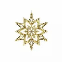 Handmade Plastic Gold Glitter Snowflake Ornaments Christmas Tree Pendant for Festive Season DIY Home Decorations