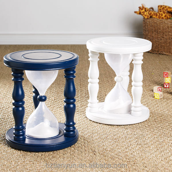 New design 24 hours sand clock wood sand timer hourglass stool for kid wooden stool sand clock big hourglass